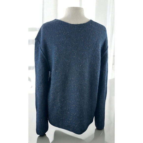 NWT Gionfriddo Hand Spun Alpaca Wool Blend Sweater Navy Blue Elbow Patch Medium - Picture 12 of 12